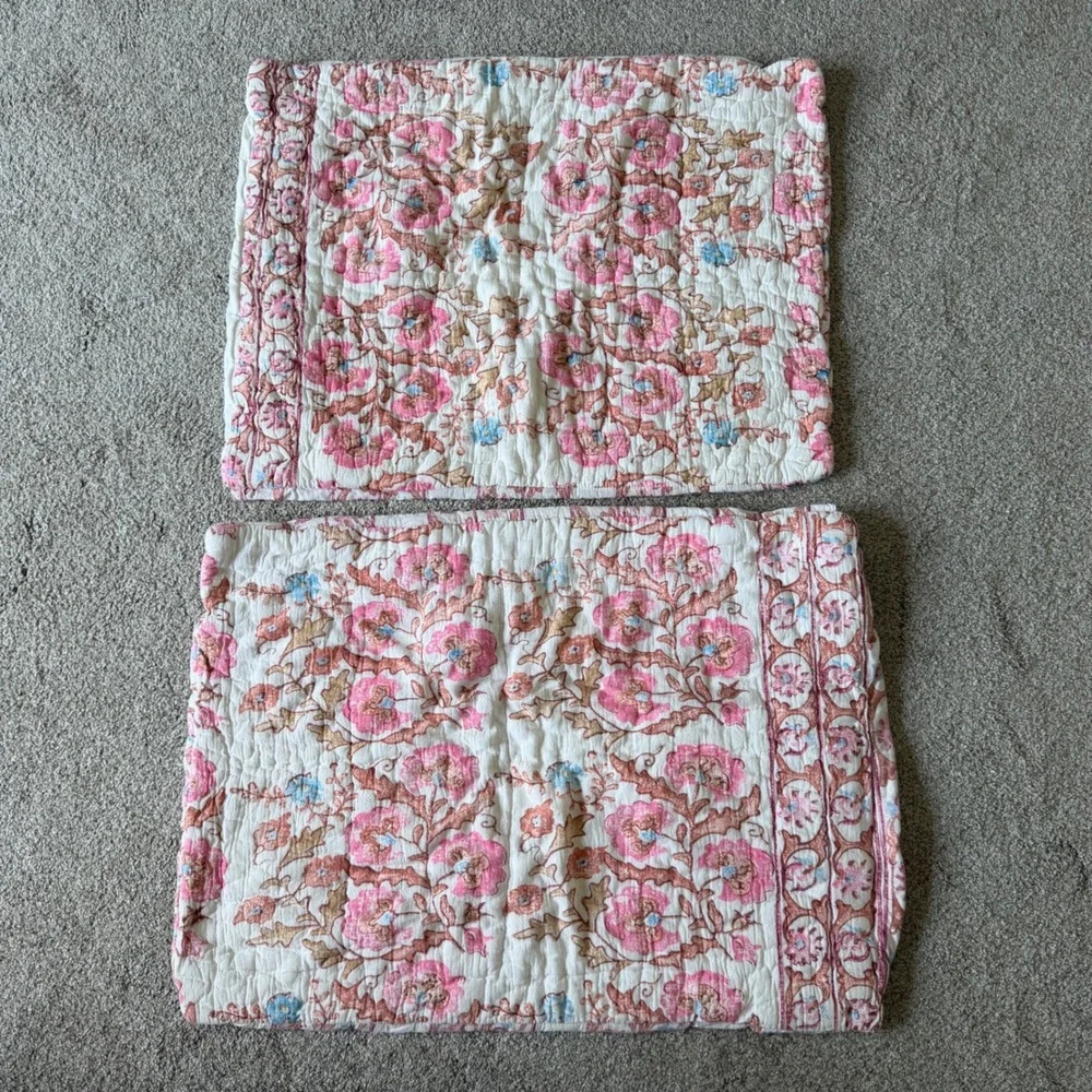 Anthropologie Home Block Printed Fields Pillow Shams Set of 2 Standard Size